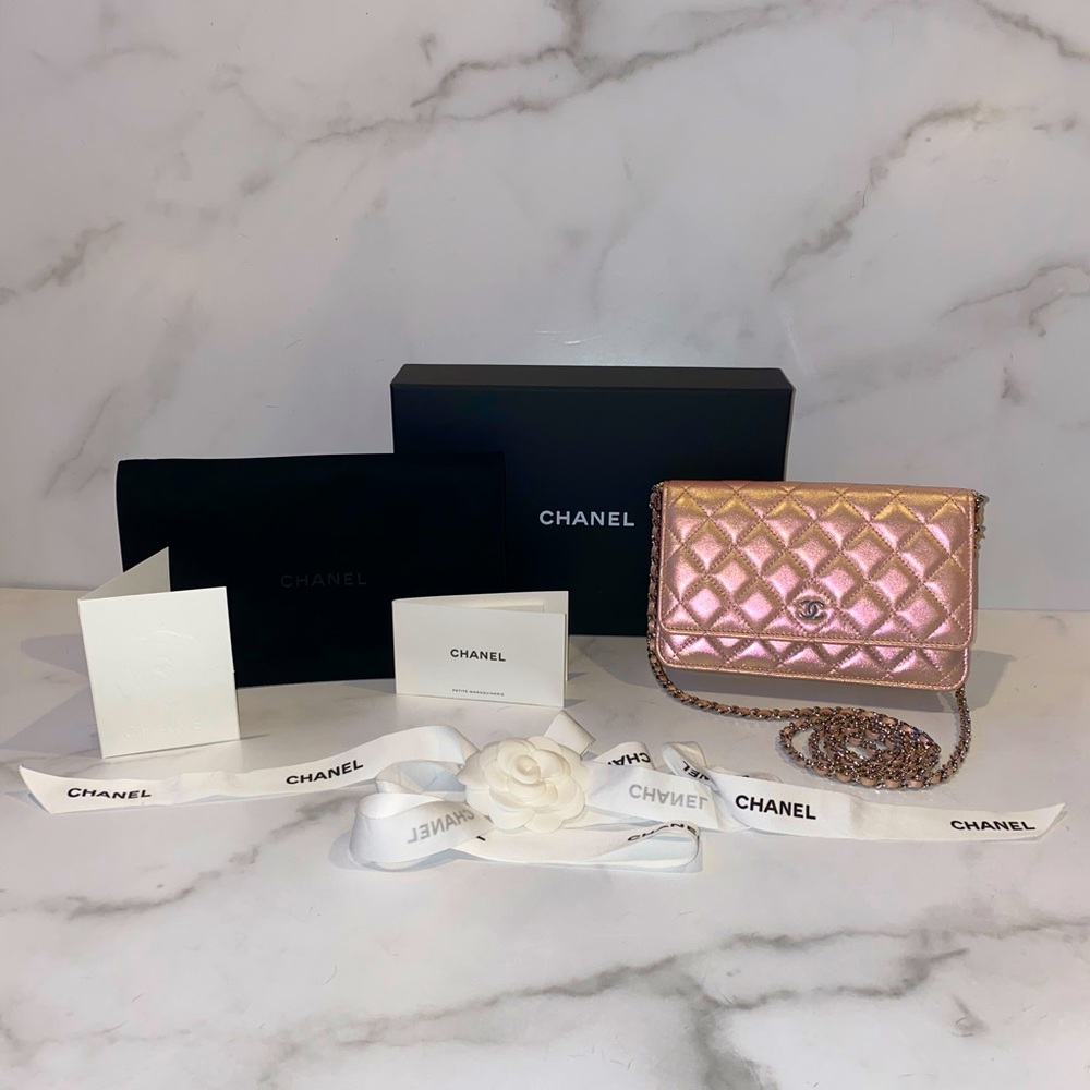 NWT 21K Chanel Iridescent Pink WOC Wallet On Chain
